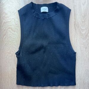 Aritzia | Wilfred | Black Ribbed Knit Sleeveless Crop Top | Size M